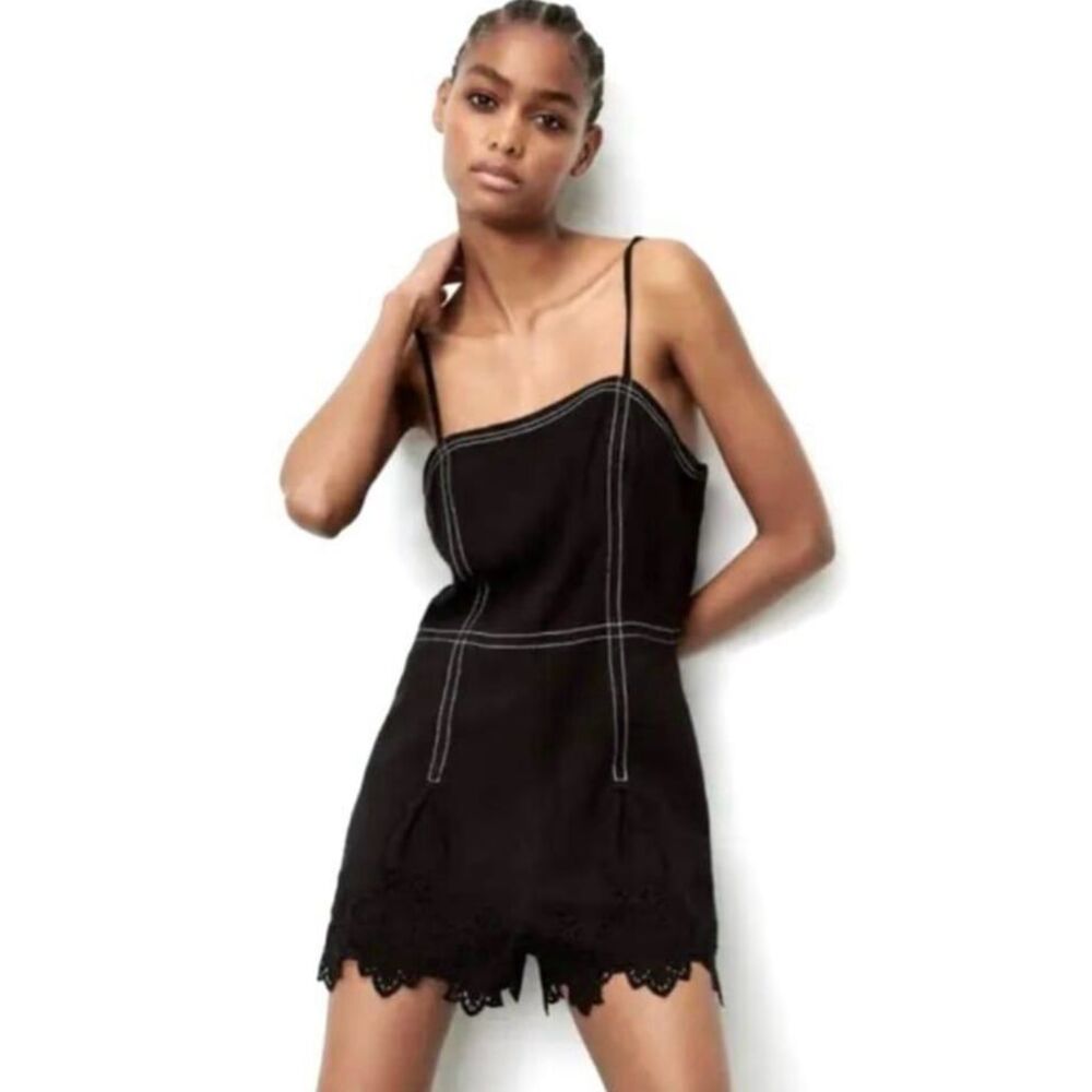 NWT Zara contrast stitch romper